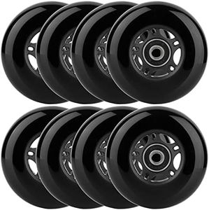 WHEELCOME Inline Skate Wheels Outdoor & Indoor Blade Roller Skate Wheels 85a Roller Hockey Wheels w/Bearings ABEC-9 for Scooter Luggage Repair, 64mm 70mm 72mm 76mm 80mm Dia, 8-Pack (Black, 80mm)