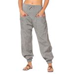 Mantra Vogue Boho Style Cotton Yoga Workout Harem Pants with Elastic Drawstring Waist and Front Pockets for Women (CA/US, Alpha, One Size, Regular, Regular, Grey)