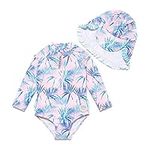 Agreeone Baby Girls Sunsuit UPF 50+ UV Rash Guard One Piece Swimwear with Zipper(3-6 Months Grass)