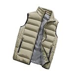 Chickwin Men's Warmer Gilets, Zip Sleeveless Padded Casual Vest Jacket Coat Soft Comfort Lightweight Outdoors Sports Running (M,Khaki)