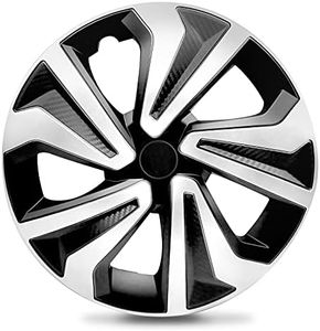 QUALITYFIND 15 inch Hubcaps Universal Hubcap Black & Silver Wheel Cover for Cars - Made in Taiwan - Set of 4 - Fits Honda, Volkswagen, Chevy, Chevrolet, Mazda, Dodge, Ford, and Most Cars