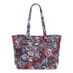 Vera Bradley Women's Performance Twill Work Tote Bag Handbag, Cabbage Rose Cabernet, One Size