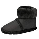 Men's Famous Dunlop BENJAMIN Faux Suede Furry Bootee Slippers BLACK size Large (fits UK 10 & 11)