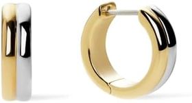 Ana Luisa Two-Tone Hoop Earrings - Asher - 14K Gold Plated & Silver Rhodium Plated Huggie Hoops - Hypoallergenic, Water-Resistant, Tarnish-Free Earrings - Stylish Gold Hoop Earring - Women Gift Ideas