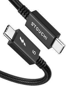 Stouchi Intel Certified Thunderbolt 5 Cable 80Gbps, up to 120Gbps Bandwidth, Dual 8K Display, 240W Power, Compatible with Thunderbolt 5/4, USB4, MacBook, SSD, eGPU, Premium Braided Cable, 3.3FT