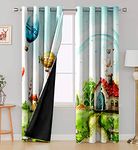 Ultimate Trends Premium Polyester 3D Digital Nature Scenery Printed 90% Blackout Kids Room Curtains for Door, 7 feet, Pack of 2 Piece, Multi Color, (UTCR-1304_BC_D)