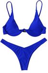 Verdusa Women's Sexy Triangle Bathing Two Pieces Swimsuit Bikini Set Blue XL