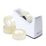 Rapesco 1620 300 Tape Dispenser and 4 Tape Rolls, White