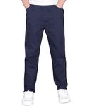 CAMLAKEE Boys Chino Trousers Kids School Straight Fit Cargo Pants Casual Streewear with Elastic Waistband Navy UK:10-11 Years (manufacturers's Size: 150)