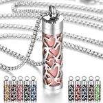 Essential Oil Necklace for Women, Aromatherapy Pendant Necklace 316L Stainless Steel Diffuser Necklace, Essential Oil Jewelry Gift for Men Women, Christmas, Birthday XN046-00, Stainless Steel, No