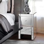 ALFORDSON Mirrored Bedside Table 52cm Height Sofa Side Table Sliver Bedroom Nightstand Home Furniture Glass Cabinet Chests of 2 Drawers with Crystal Handles Living Room Table