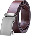 KissTies Genuine Solid Leather Ratchet Belt Brown Strap With Silver Buckle