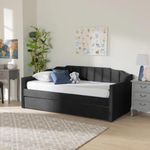 APRODZ Krease Upholstered Daybed with Trundle Bed (Mattress Included-Velvet Fabric Upholstery - Graphite Grey)