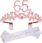 65th Birthday Gifts for Women, 65th Birthday Tiara and Sash, It’s My 65th Birthday Sash and Crystal Tiara, 65th Birthday .