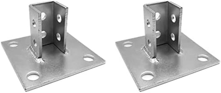 (2 Pack) Airmont Products AP-12030 Single Channel 6” Square Post Base Strut Mount, 4-Hole, for 1-5/8 Inch Strut, Galvanized Zinc Plated Steel, Side Orientation, Corrosion Resistant, Heavy-Duty Support