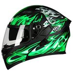 Full Face Helmet Flip Up Modular Motorcycle Helmet for Men Women DOT/ECE Approved Modular Motorbike Moped Street Bike Racing Crash Helmet with Anti-Fog Double Sun Visor Shield H,M