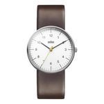 Braun Men's Quartz Three Hand Movement Watch with White Dial Analogue Display and Brown Leather Strap BN0021WHBRG