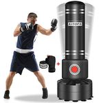 Kitopa Freestanding Punching Bag, 70"-205lbs Springy Heavy Bag with Hand Wraps, Tear-Resistant, Fast Rebound, Long-Term Onslaught of Kicks Suction Cup Base Stand for Adult Youth