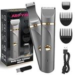 AREYZIN Groin Hair Trimmer for Men,Women Electric Ball Trimmer Shaver for Back Chest Armpit Legs Pubic Hair, USB Rechargeable, Replaceable Snap-In Ceramic Blades, IP7X Waterproof for Wet and Dry Use