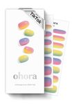 Ohora Semi Cured Gel Nail Strips (Pastel) - Works with Any UV Lamps, Salon-Quality, Long Lasting, Easy to Apply & Remove - Includes 2 Prep Pads, Nail File & Wooden Stick