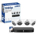 Lorex 1080p 8 Camera Capable 1TB Wired DVR System | 4 White Metal Housing Dome Cameras | 65ft Night Vision | Smart Motion Detection | IP67 Weatheproof