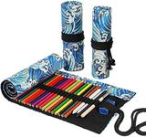 Misgirlot Pencil Roll Wrap,Drawing Coloring Canvas Pencil Roll 36/48/72 Slots Artist Pencil Wrap (Pencils are NOT Included) Pencils Pouch Case Canvas Stationery(Ocean,72 Slots)