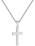 Cross Necklace Women Men,Gold/Silver Stainless Steel Cross Chain Men Chain with Cross Pendant Necklace Jesus Religious Jewelry for Men Pendant(Large Silver 45cm)