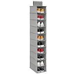 Fyeme Hanging Shoe Rack 10-Shelf Hanging Shoe Storage Organiser for Wardrobes Non-woven Hanging Shoe Organizer Foldable Space Saving Shoe Shelf Grey for Shoes Clothes Hats (1pcs)