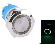 YAMING 16 mm Medium Size Latching on/off Type Switch with Round Ring LED (Green)