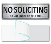 (2 Pack) Metal Self-Adhesive No Soliciting Sign for Front Door, 7.5" x 2.5" Heavy-duty No Soliciting Sign for House, Do Not Knock or Ring Bell, Aluminum No Solicitation Signs for Business Home, No