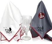 Fox Trot Large Microfiber Polishing Cloths (2 Pack White | Gray) | Streak Free, Lint Free Shine and Clarity for Wine Glasses, Stemware and More