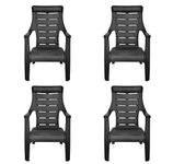 Nilkamal SUNDAY Plastic Mid Back with Arm Chair | Chairs for Home| Dining Room| Bedroom| Kitchen| Living Room| Office - Outdoor - Garden | Dust Free |100% Polypropylene Stackable Chairs | Set of 4