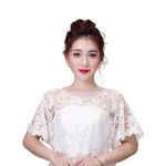 LuckyMoon Women Lace Cape for Bridal, Elegant Embroidered Flower Bolero Shawl Wrap Shoulder Cover-Up Wedding Capelets for Formal Evening Dress Bride Bridesmaids Lady Proms Party Costume (White)