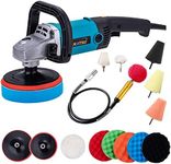 KATSU Electric Car Polisher, 1200W 150mm 180mm Electric Buffer Polishing Waxing Machine, Car Detailing Kit, 6 Variable Speeds, with 16 Pcs Accessories