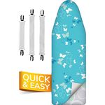 smart&gentle Super Soft 5 Layer Turbo Ironing Board Covers 135 x 45-50% faster with High Speed Steam Reflection, 100% Cotton Top, 140 x 40, Made in EU, 5 sizes, XXL for Dimensions 130-140 x 38-45 cm