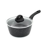 Blackmoor 65820 Classic 20cm Saucepan with Tempered Glass Lid/Non-Stick Coating/Cool Touch Handle/Suitable for Induction, Gas & Electric Hobs/Black Colour