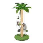 Dohump Cat Scratching Post, 33" Tall Scratch Tree with Premium Sisal Rope, Two Interactive Dangling Balls and Spring Ball Toys for Indoor Kittens and Cats