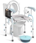 Toilet Seat Riser for Seniors with Extended Forward Handle, 500 LBS Raised Toilet seat with Handles Pail, Toilet Riser with Handles&Commode Pail, Bedside Commode for Seniors for Elderly,Pregnant