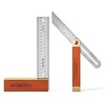 WORKPRO Carpentry Squares Set 2-Piece, Try Square 8-Inch/200mm, Adjustable Sliding Bevel 9-Inch/230mm, Hardwood Handle Stainless Steel Blade for Craftsman Woodworking