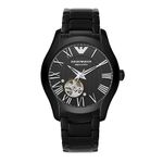 Emporio Armani Stainless Steel Valente Analog Black Dial Men Watch-Ar60014, Black Band