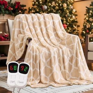 Homemate Heated Blanket Electric King Size - 100“x90“ Heating Blanket with 10 Fast Heat Levels 8 Hours Auto Off Ultra Soft Cozy Flannel Over-Heated Protection ETL Certification Keep Warming in Home