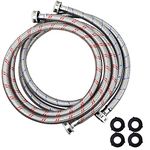 Washing Machine Hoses 10FT 2 Pack, Stainless Steel Hot and Cold Striped Water Supply Hoses, Burst Proof Leak Free Hoses, Fit for Samsung/LG/Bosch/Siemens Washing Machine With 3/4'' Standard Interface