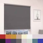 Caecus Thermal Blackout Made To Measure Roller Blind - Easy Fit Home Office - Up To 240cm Width x 160cm Drop - Dark Grey