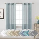 H.VERSAILTEX Linen Curtains Nickel Grommet Natural Linen Semi-Sheer Curtains 2 Panels Privacy Added Premium Soft Rich Material Drapes for Bedroom/Living Room - 37x63 Inch- Teal