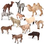 Glimin 12 Pcs Christmas Nativity Animals Set Small Sheltering Animals Collectible Figurines Include Camel Sheep Donkey Cow Figures for Holy Family Outdoor Indoor Party Xmas Tree Decoration Gift