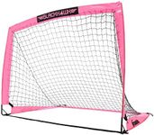 Franklin Sports Blackhawk Backyard Soccer Goal - Portable Kids Soccer Net - Pop Up Folding Indoor + Outdoor Goals - 4' x 3' - Pink