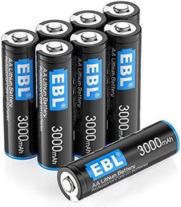 EBL 8 Pack 3000mAh 1.5V Lithium AA Batteries - High Performance Non-Rechargeable AA Lithium Batterries Constant Volt AA Lithium Metal for High-Tech Devices (Non-Rechargeable Batteries)