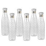 Cloudsell Plastic Fridge Water Bottle Set, Crystal Diamond Design, Drink and Soda Can Holder for Refrigerator and Freezer, Checkered Pattern Clear For Use Home, Office, Travelling, Yoga, Gym