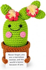 PICKLE BUDDIES Positive Cactus Empowered Woman - Emotional Support Crochet Handmade Emotional Support Crochet Cactus Companion Gifts Positive Cactus Emotional Support Plant