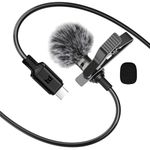 BassDrops Lavalier Collar Mic USB Type C Professional Lapel Clip-on Mic Omni Condenser Little Mic for Video Recording Noise Reduction Mic for YouTube Vlogging Interview on Android(1.5 Meters)